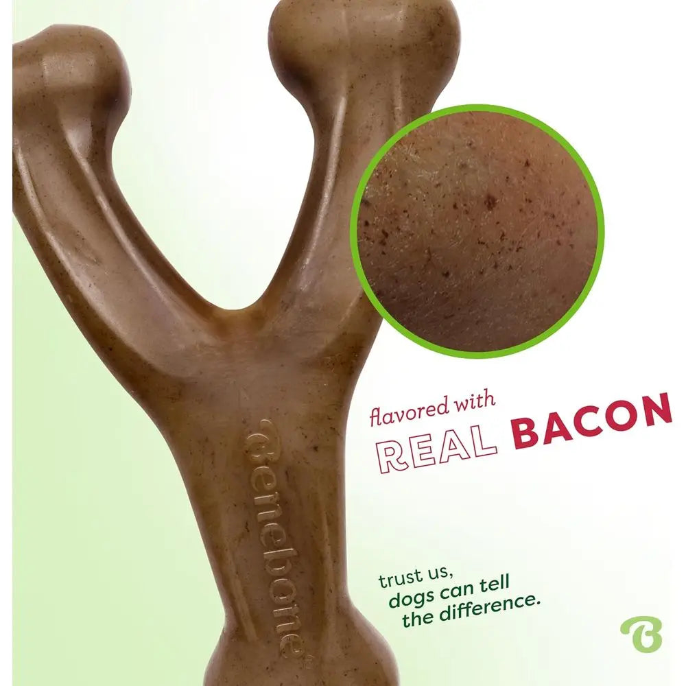 Durable Real Bacon Dog Chew Toy For Aggressive Chewers Made In USA