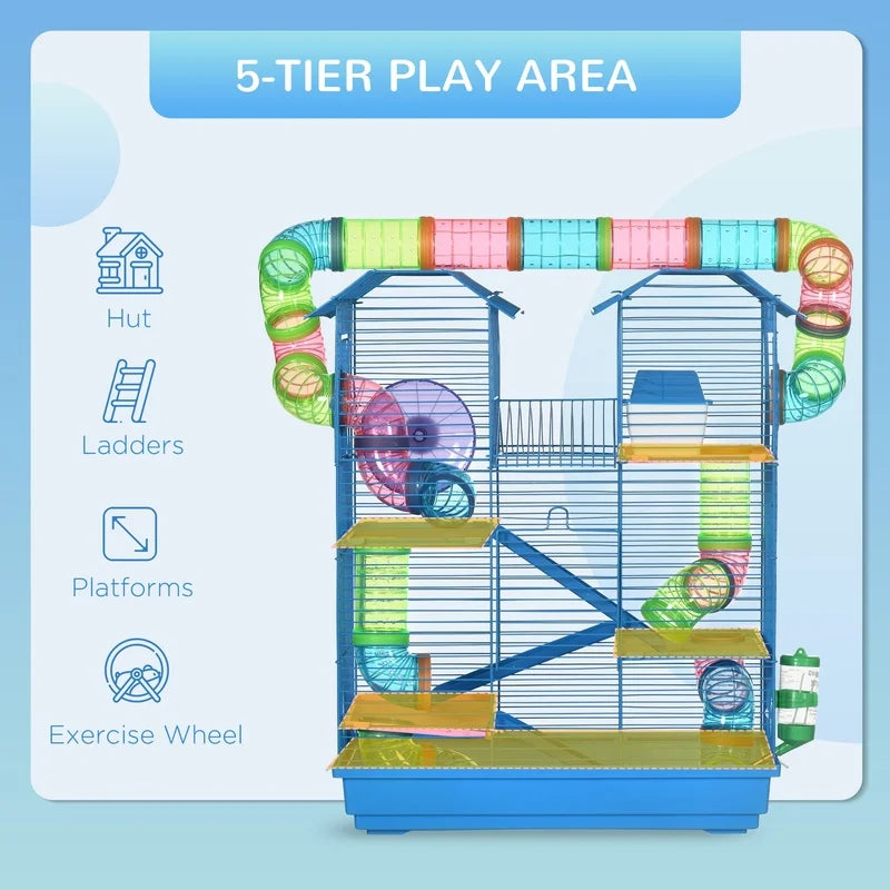 Five Tier Hamster Cage With Tubes And Tunnels For Small Animals
