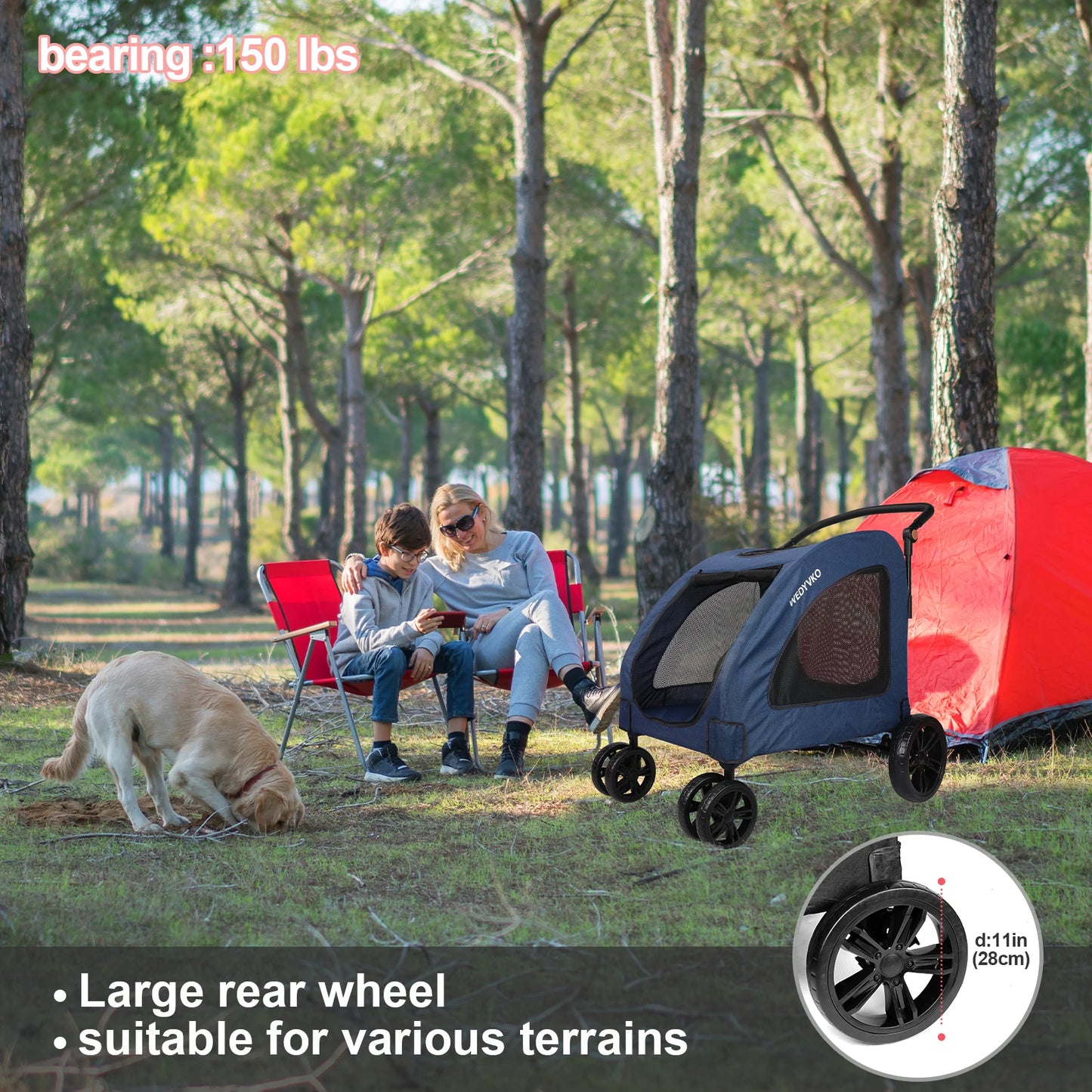 Heavy Duty Dog Stroller For Large Dogs Foldable Wagon