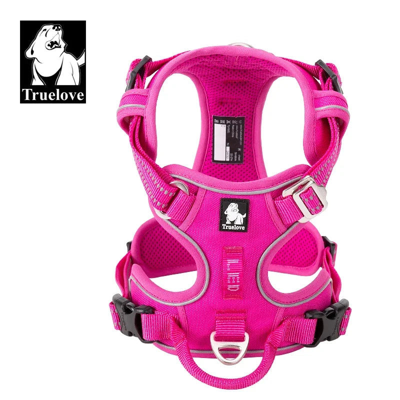 TrueLove CN Reflective No Pull Nylon Dog Harness Vehicle Lead