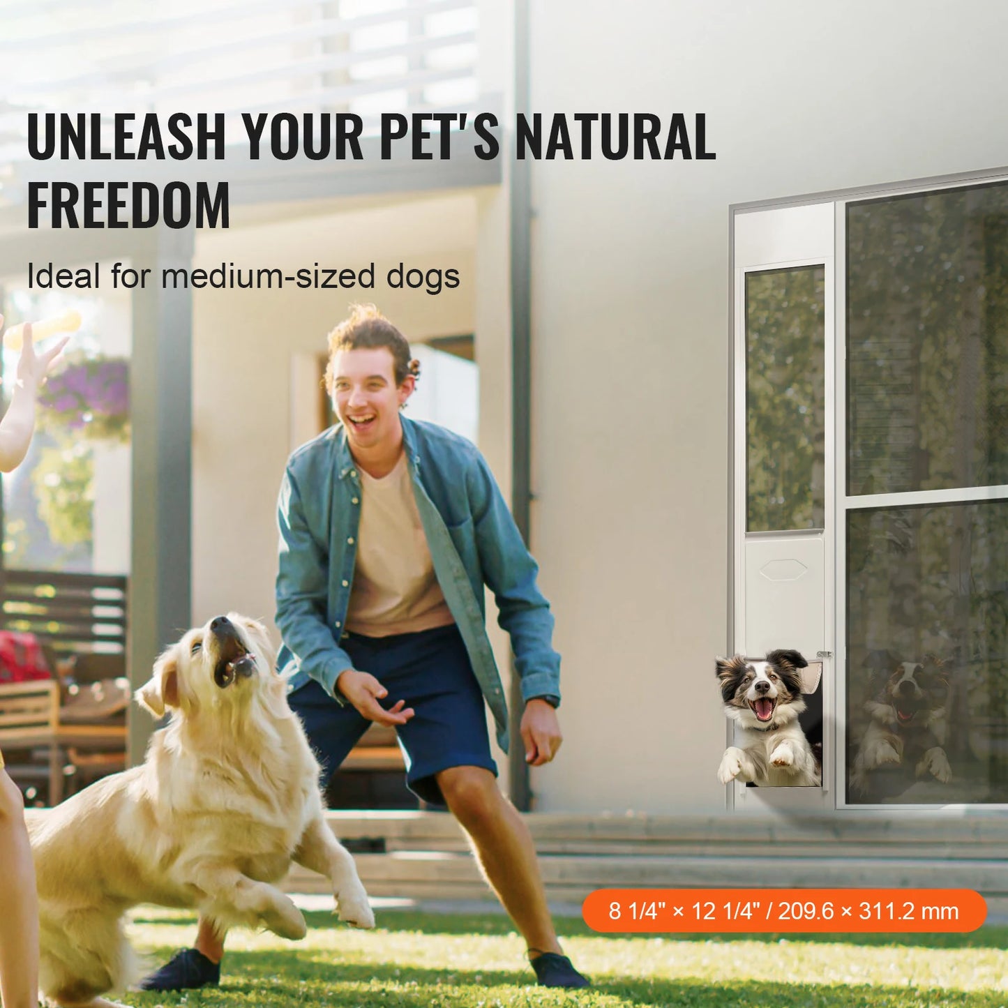 Dog Door For Sliding Glass Door With Adjustable Height Aluminum