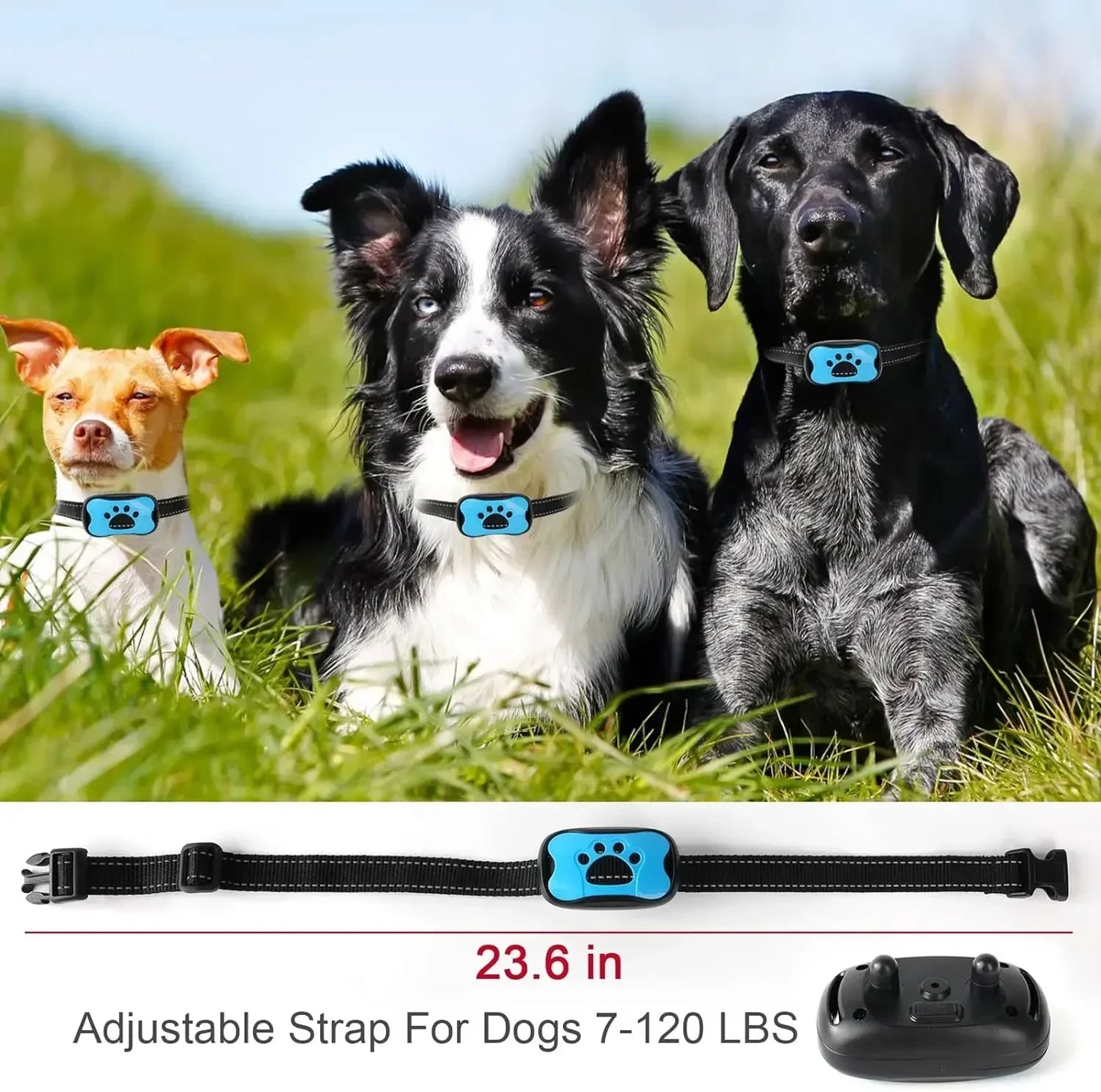 Ultrasonic Dog Bark Deterrent Collar USB Rechargeable Training