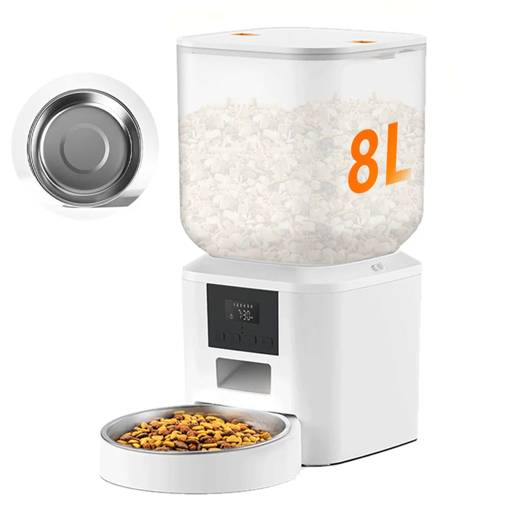 Nityers Cat Feeder With Stainless Steel Bowl And Voice Recorder