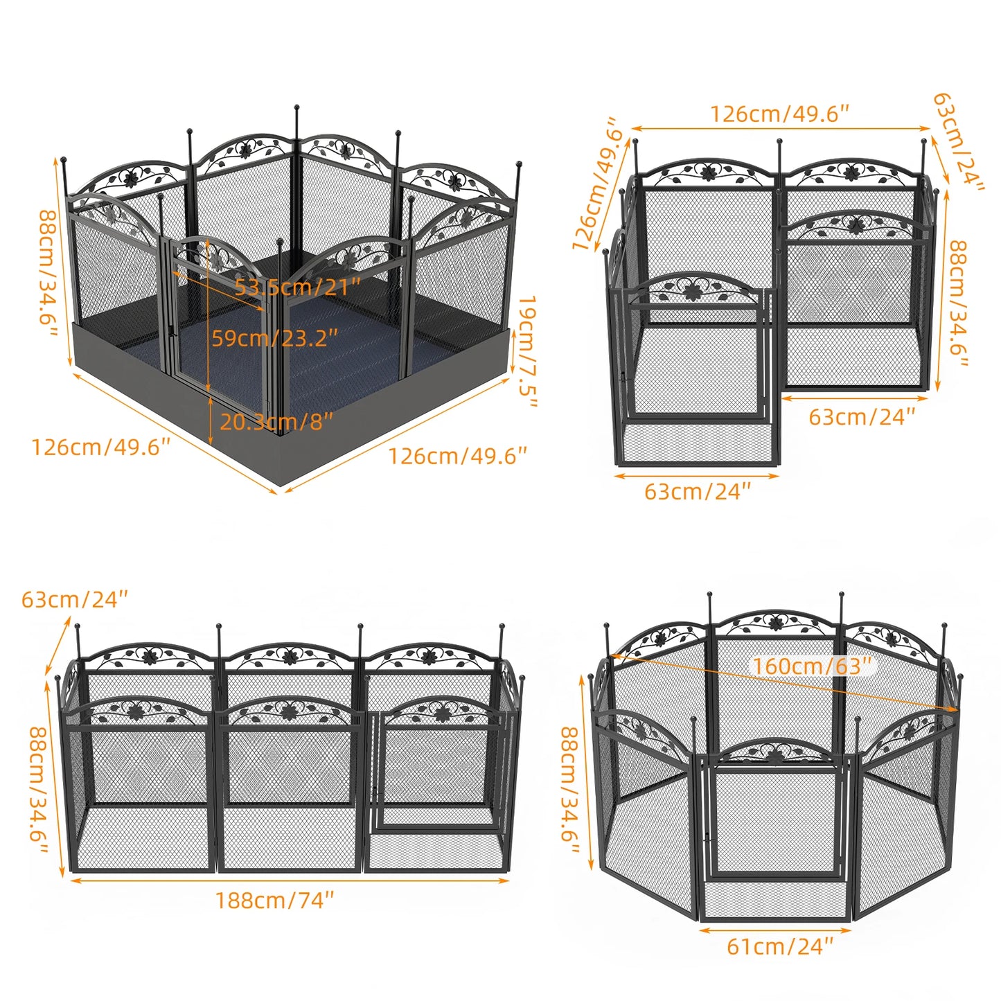 BINGOPAW 8 Panels Dog Playpen Heavy Duty Iron Fence Outdoor