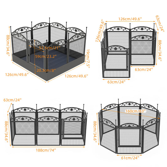 BINGOPAW 8 Panels Dog Playpen Heavy Duty Iron Fence Outdoor