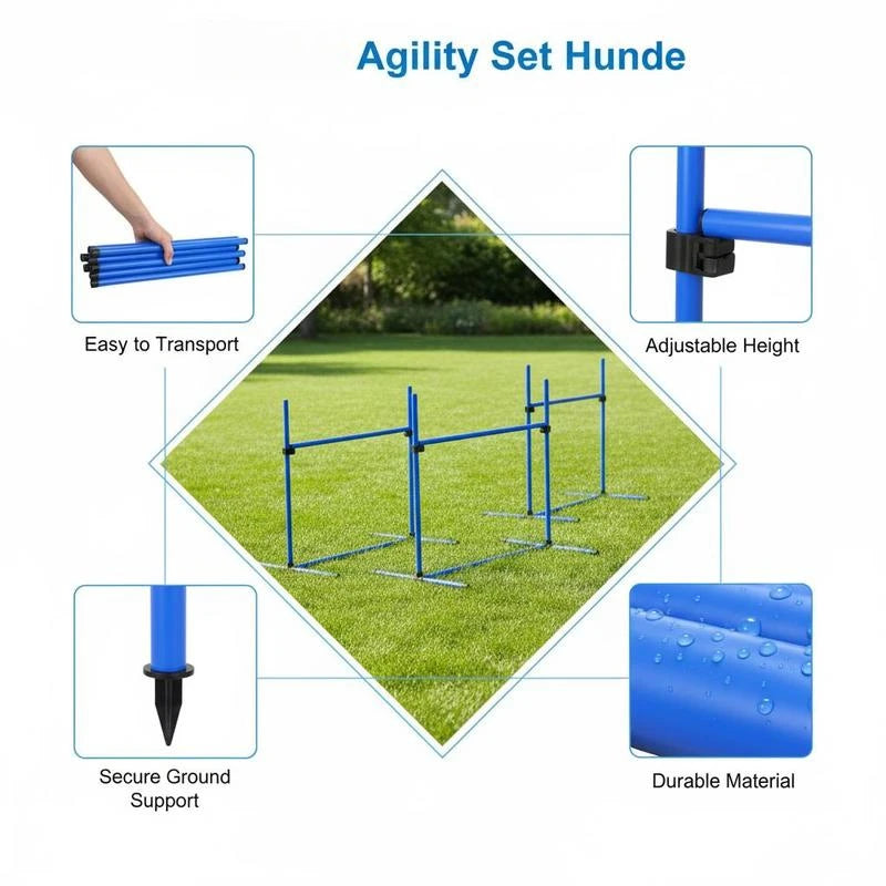 Dog Agility Training Kit 4 Piece Set With Interlocking Obstacles