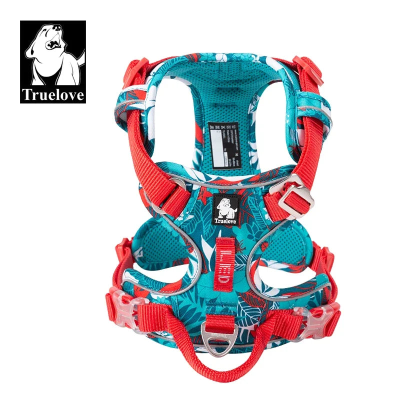 TrueLove CN Reflective No Pull Nylon Dog Harness Vehicle Lead