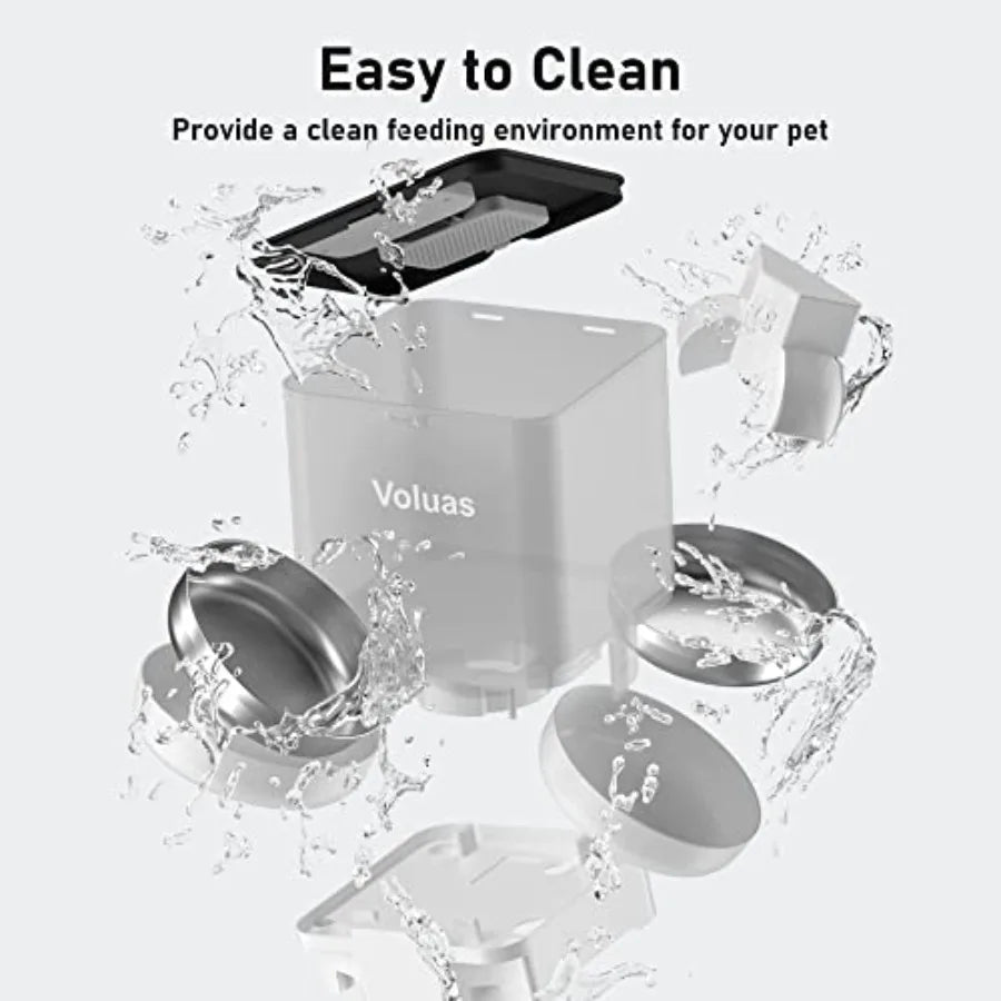 Automatic Cat Feeder For Two Cats With Memory Function And Stainless Steel Bowls