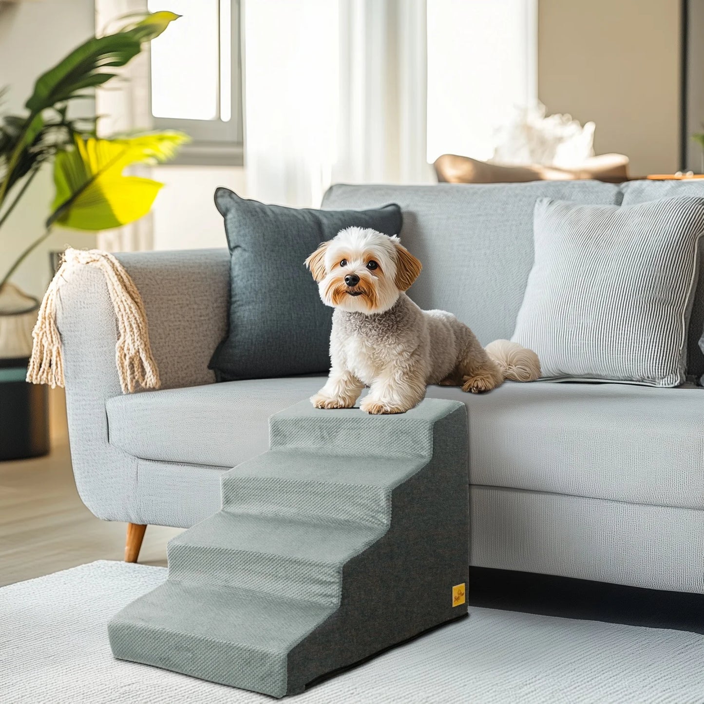 Three Step Dog Stairs Ramp For Small Dogs Washable Cover