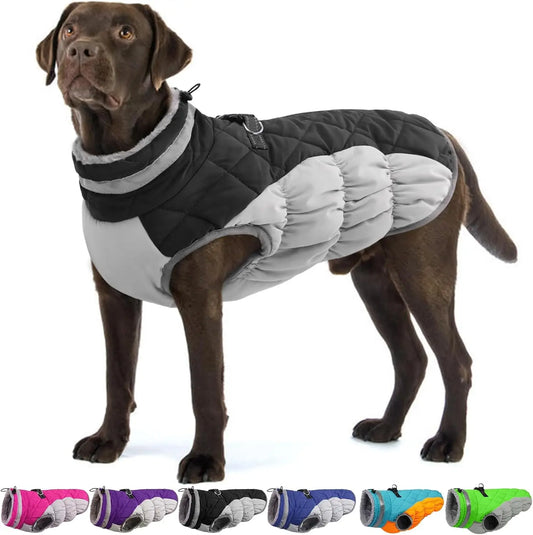 Waterproof Fleece Dog Coat With D Ring And Back Zipper