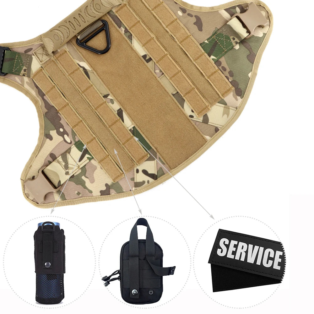 PETRAVEL Military Large Malinois Dog Harness Vest Set Patches Leash Kit