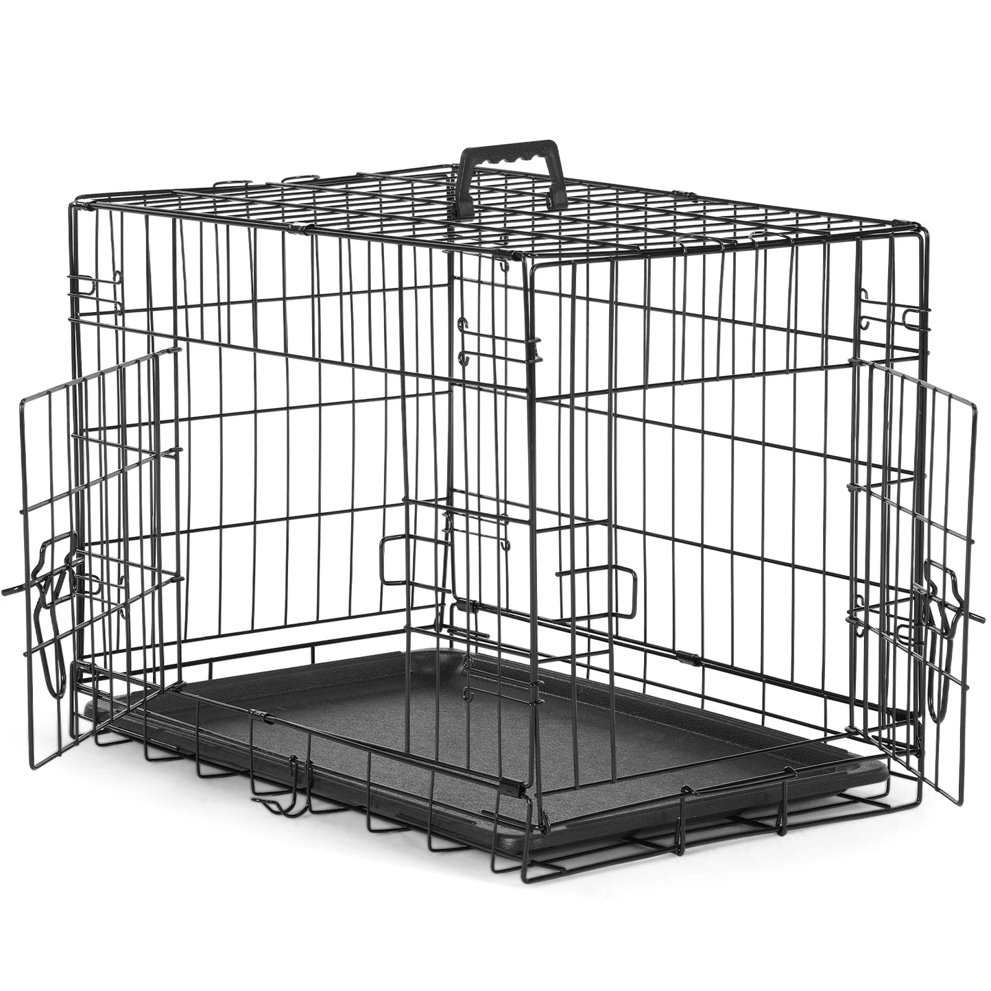 JHK Folding Wire Dog Cage With Pan Tray For Outdoors