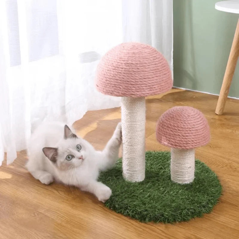 Twin Mushroom Cat Climbing Frame Tree With Scratching Posts And Platforms
