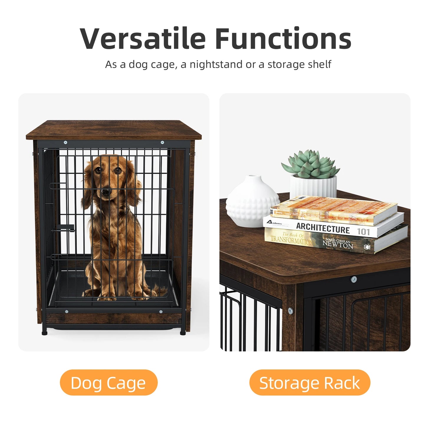 BINGOPAW Wooden Dog Crate End Table With Double Doors