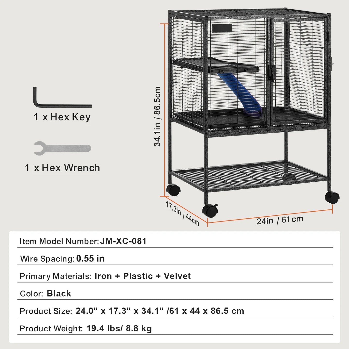 Rolling Metal Ferret Cage Quad Tier Small Animal Cage