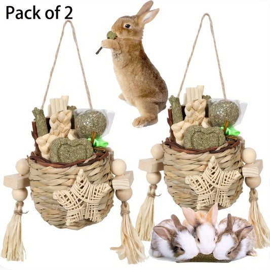 Rabbit Chew Toys for Teeth Natural Bamboo Timothy Hay Sticks Pack of 2