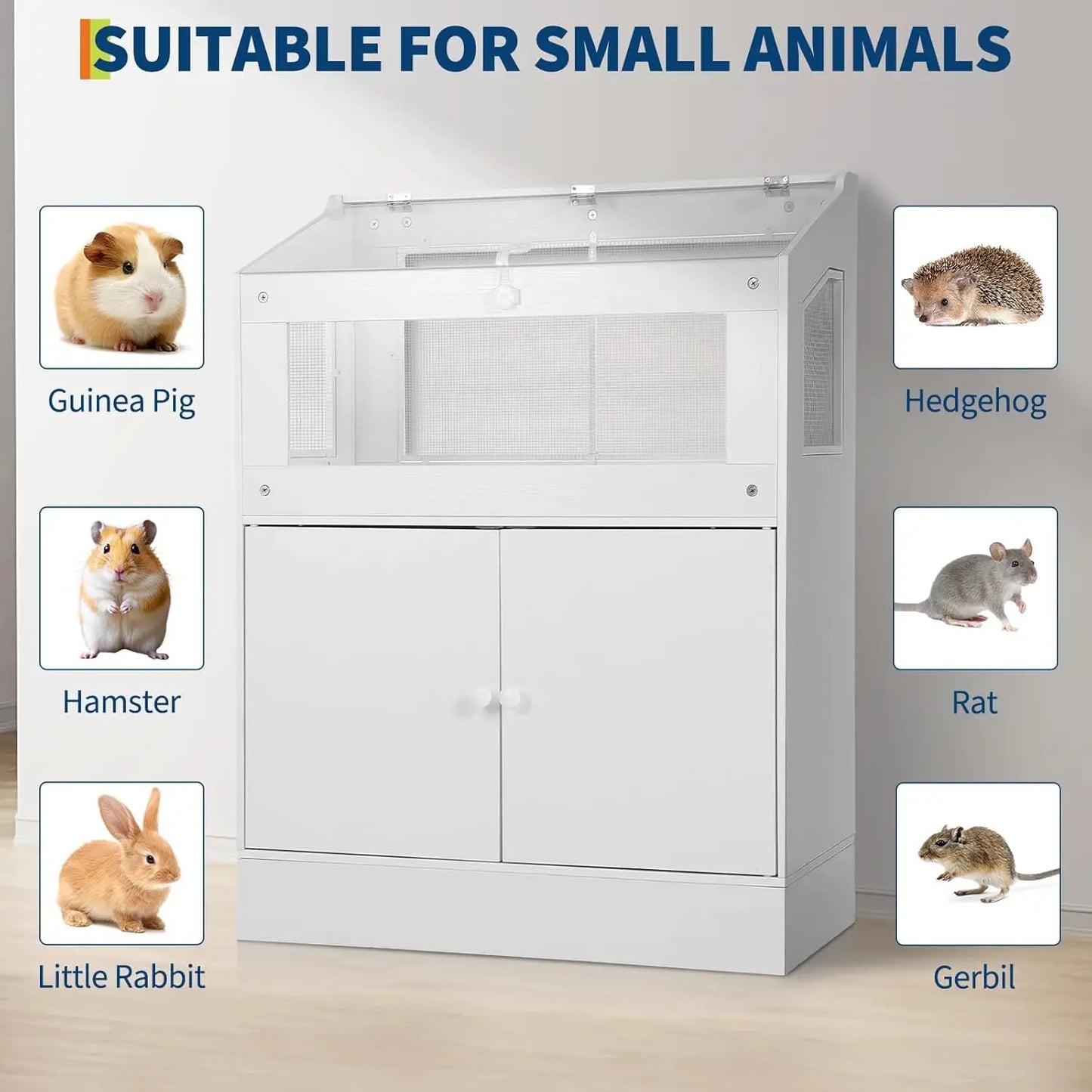 HiMISS Acrylic Small Animal Cage With Storage Cabinet For Hamsters