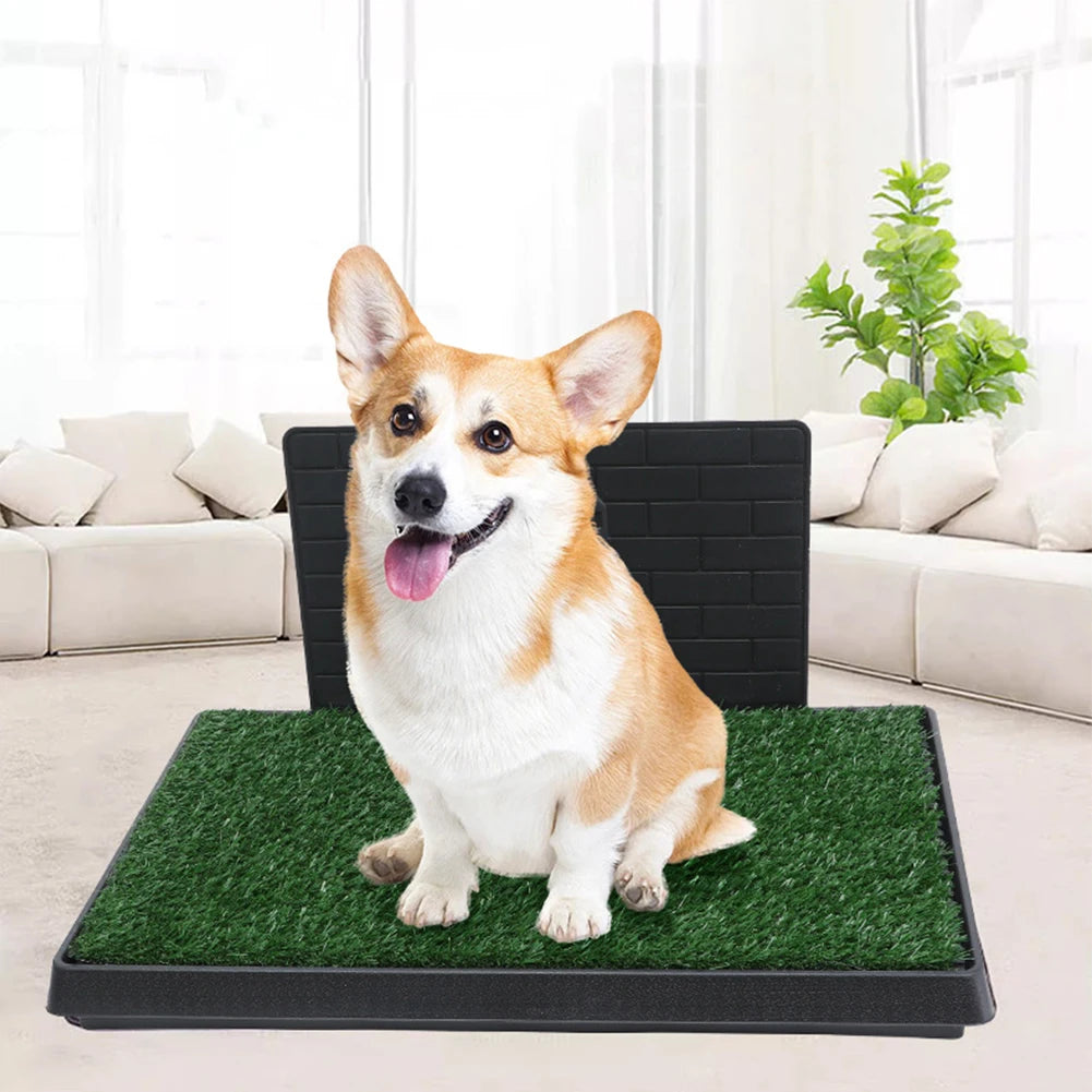 Dog Grass Pad With Large Tray Puppy Turf Potty Indoor