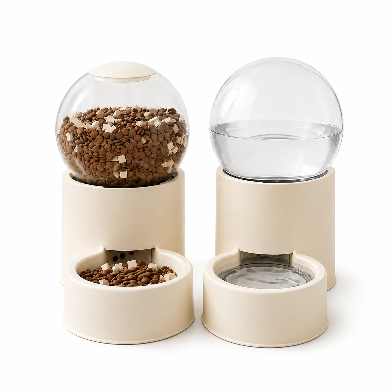 Automatic Gravity Feeder And Water Dispenser For Cats With Transparent Dome Lid