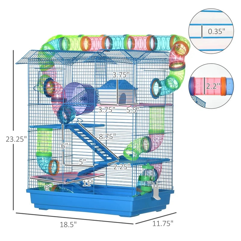 Five Tier Hamster Cage With Tubes And Tunnels For Small Animals