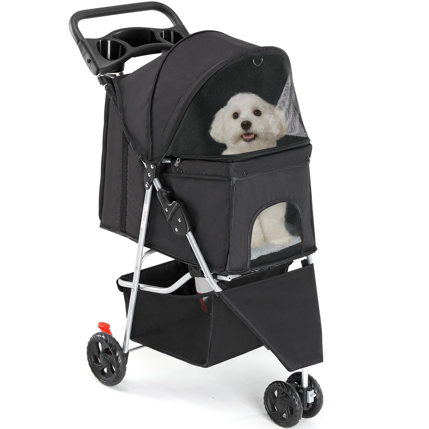 Foldable 3-Wheel Pet Stroller for Small Dogs and Cats