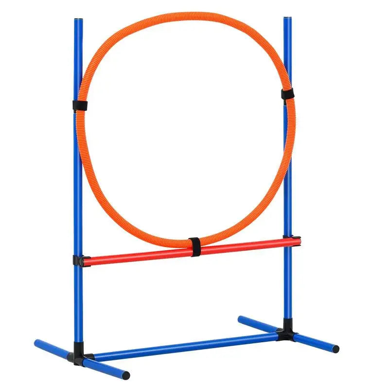 Dog Agility Training Equipment 4 Piece Set With Adjustable Hurdles And Jump Ring