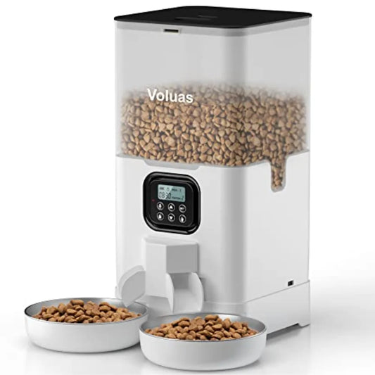 Automatic Cat Feeder For Two Cats With Memory Function And Stainless Steel Bowls