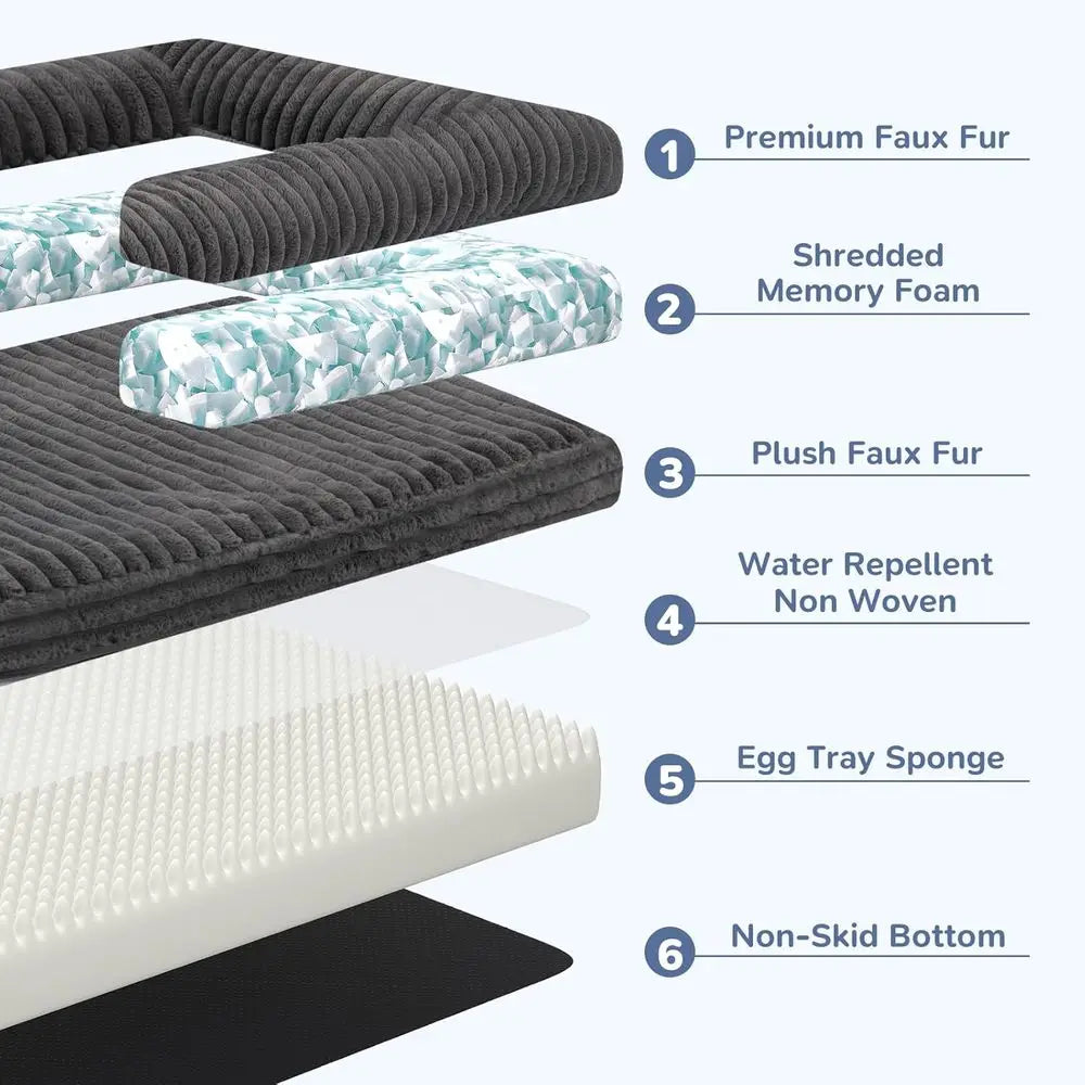 Orthopedic Dog Bed With Blanket And Egg Crate Foam Water Resistant Liner