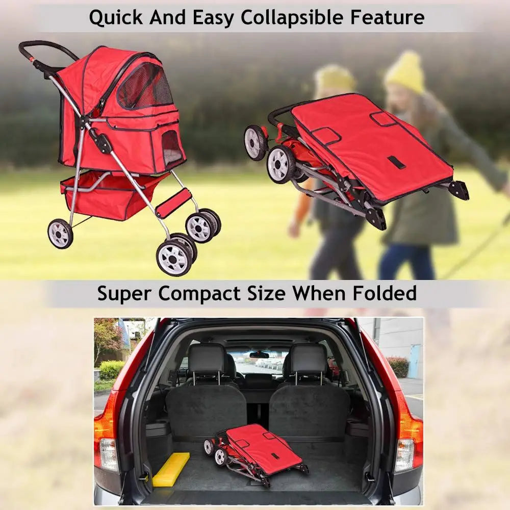 Pet Stroller Jogger Foldable Travel Carrier For Pets