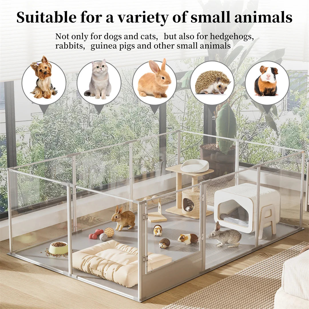 BINGOPAW Clear Acrylic Dog Playpen With Whelping Pad Waterproof