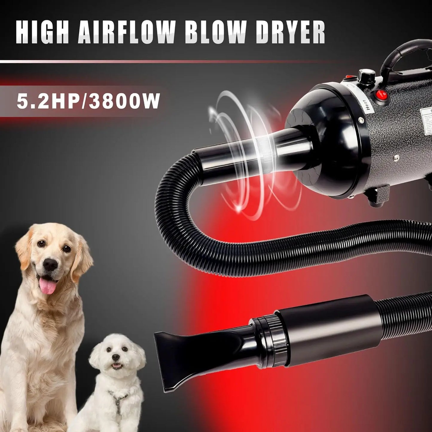 Professional High Velocity Dog Hair Dryer For Pet Grooming