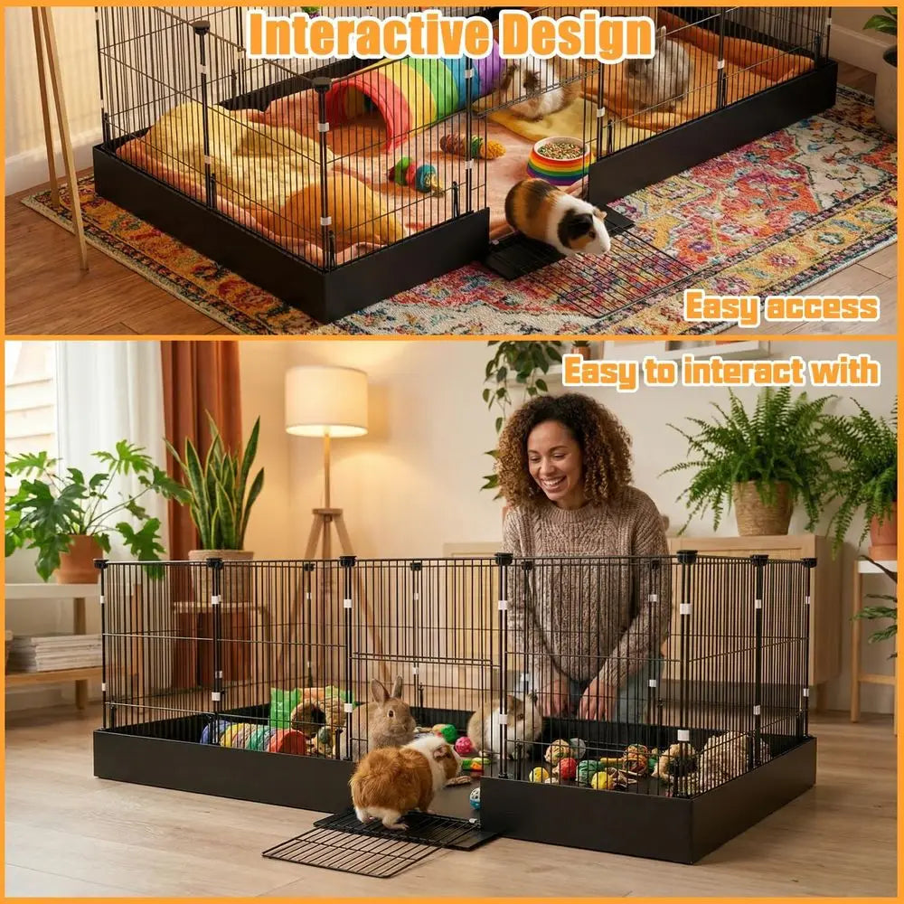 OVOZI DIY Expandable Animal Playpen Cage With Waterproof Liner
