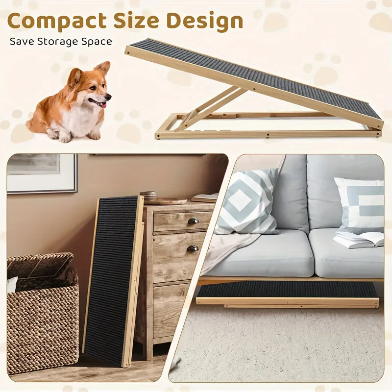 Nordara Solid Wood Folding Pet Ramp With Height Adjustable Design