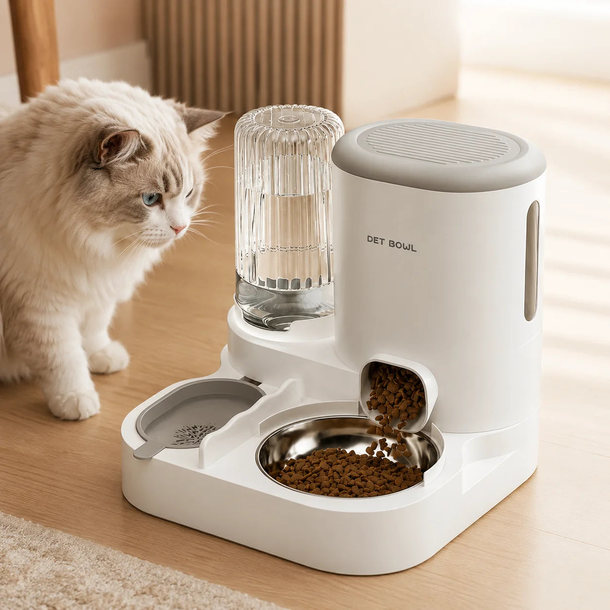 Automatic Pet Feeder And Water Dispenser 2-In-1 Bowl Station