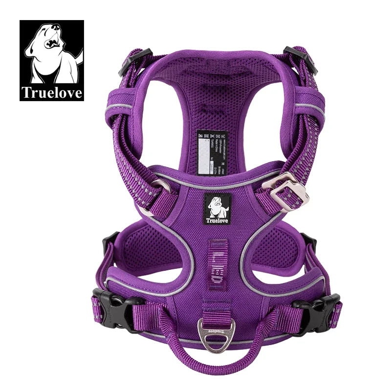 TrueLove CN Reflective No Pull Nylon Dog Harness Vehicle Lead