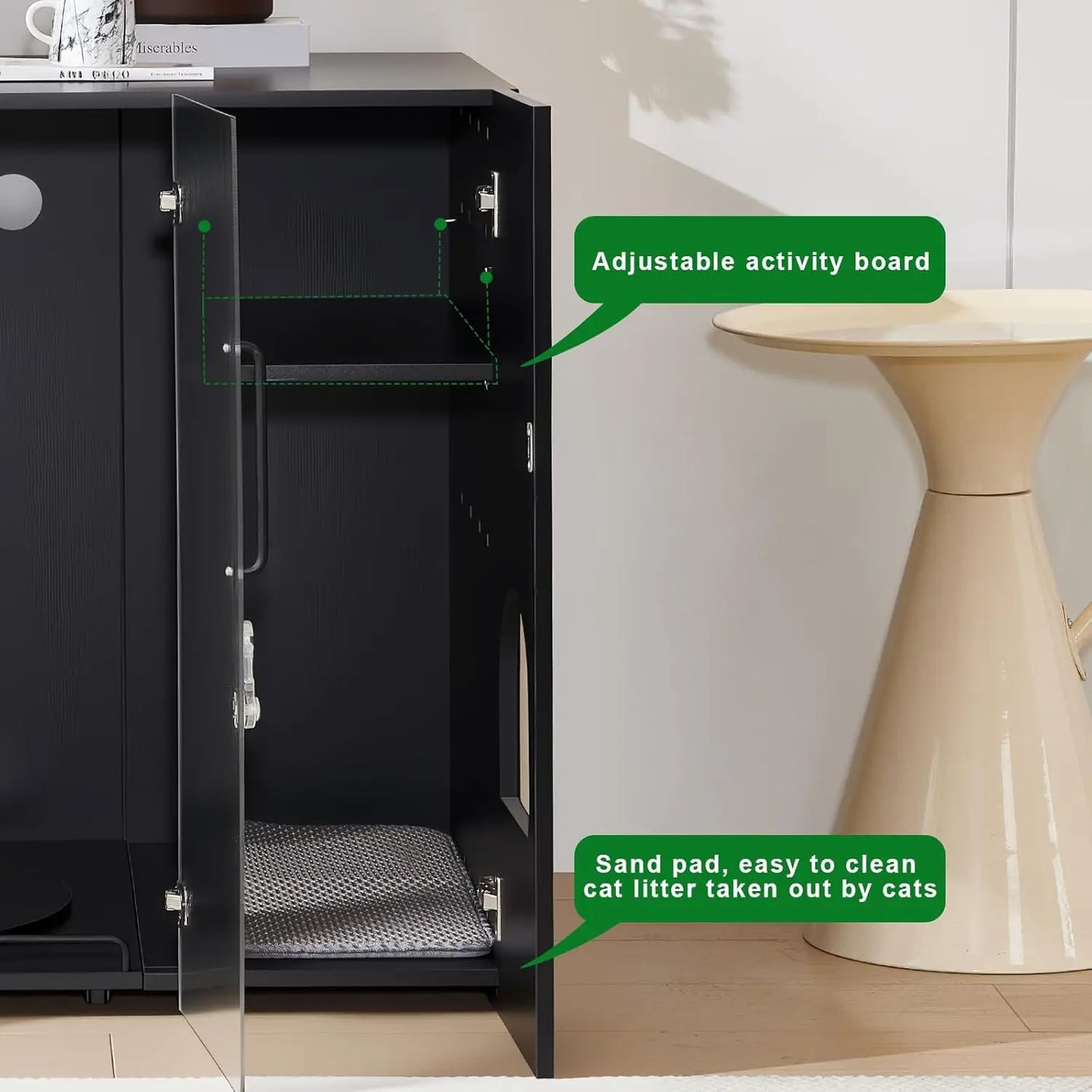 Cat Litter Box Enclosure Dog Proof With Rotating Features Acrylic