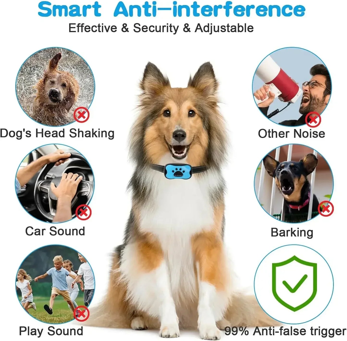 Ultrasonic Dog Bark Deterrent Collar USB Rechargeable Training