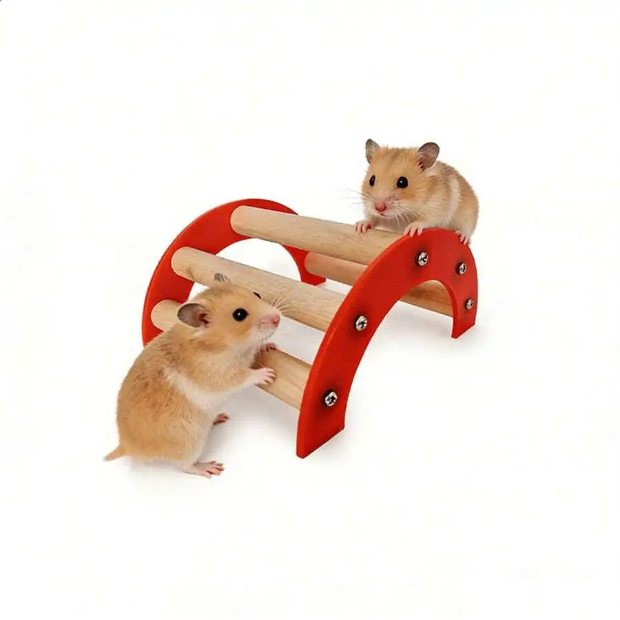 Wooden Hamster Ladder Climbing Platform Slide Pet Cage Toy Decoration