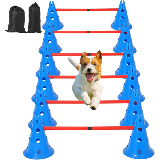 HiMISS Dog Agility Hurdle Cone Set With 12 Cones And 6 Rods