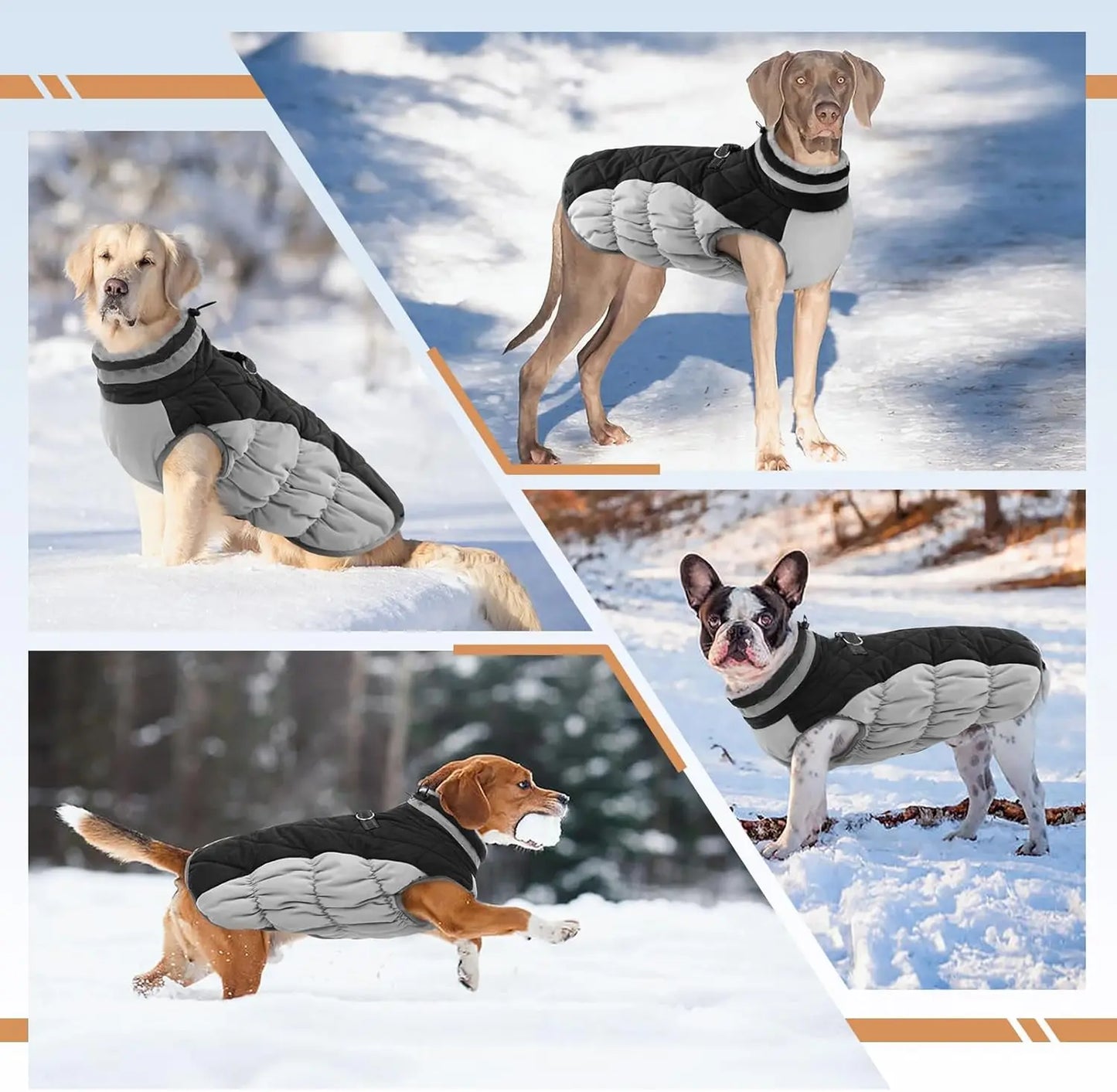 Waterproof Fleece Dog Coat With D Ring And Back Zipper