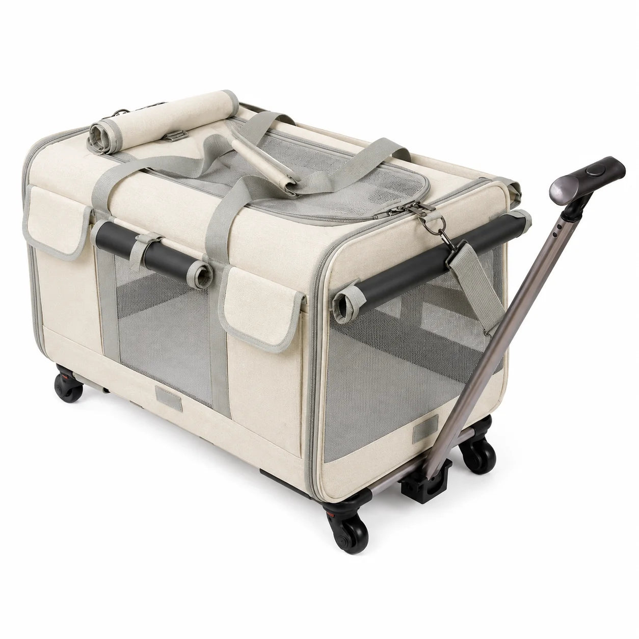 XMSJ Cat Dog Carrier With Wheels For Travel Stroller