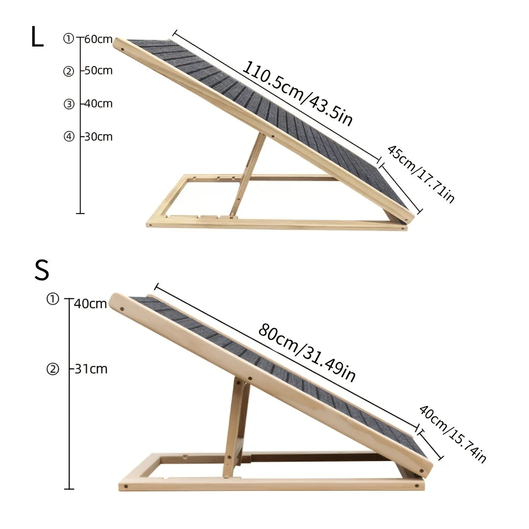 Nordara Solid Wood Folding Pet Ramp With Height Adjustable Design