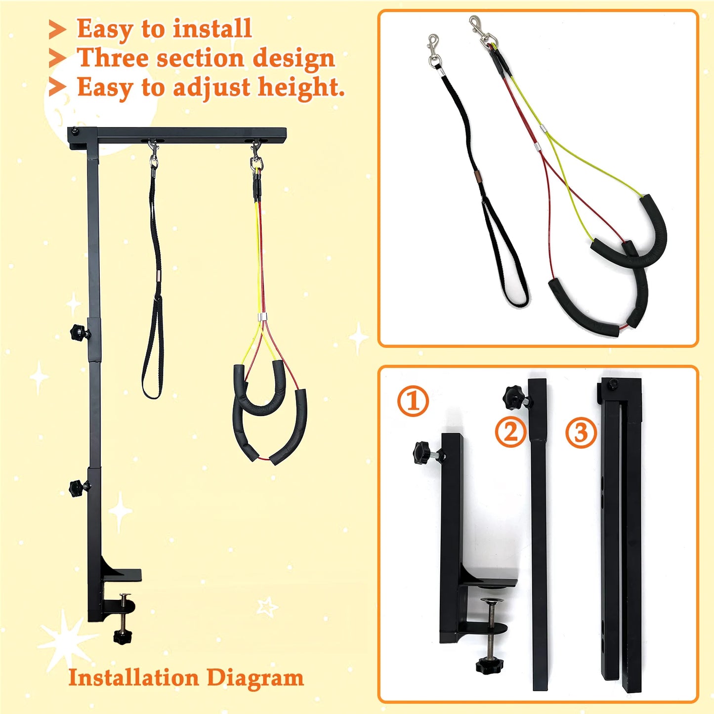 Adjustable Dog Grooming Arm With Haunch Holders For Small To Medium Dogs
