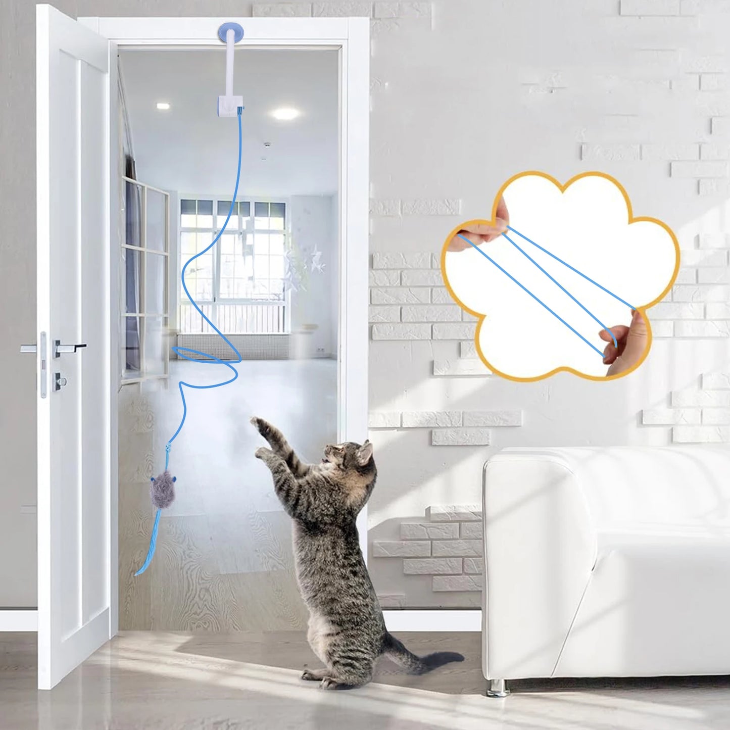 LAIMANEI Teaser Electronic Self Play Feather Cat Toy With 3 Catnip Mice