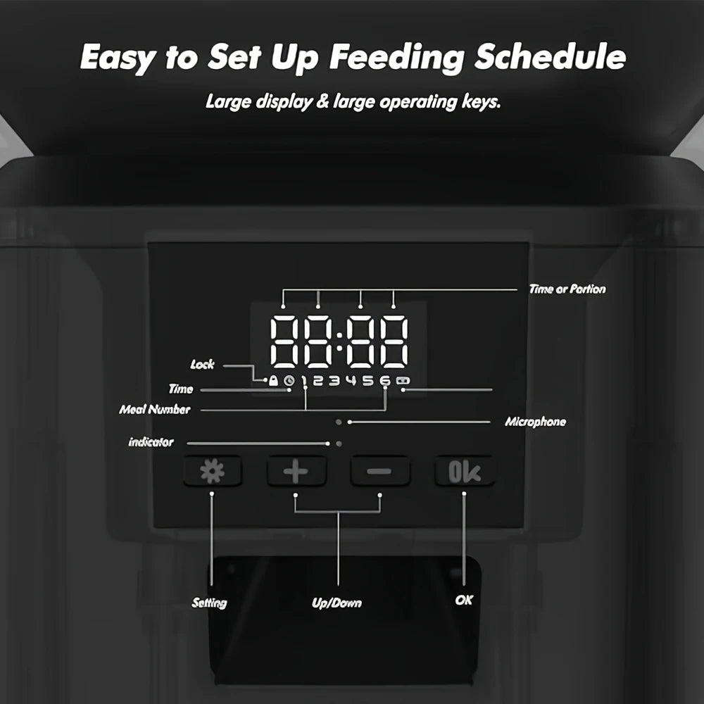 Nityers Cat Feeder With Stainless Steel Bowl And Voice Recorder