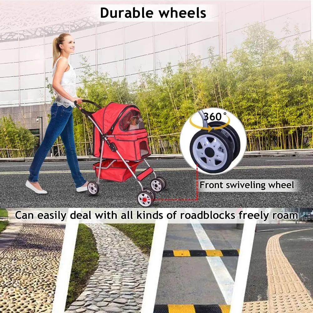 Pet Stroller Jogger Foldable Travel Carrier For Pets