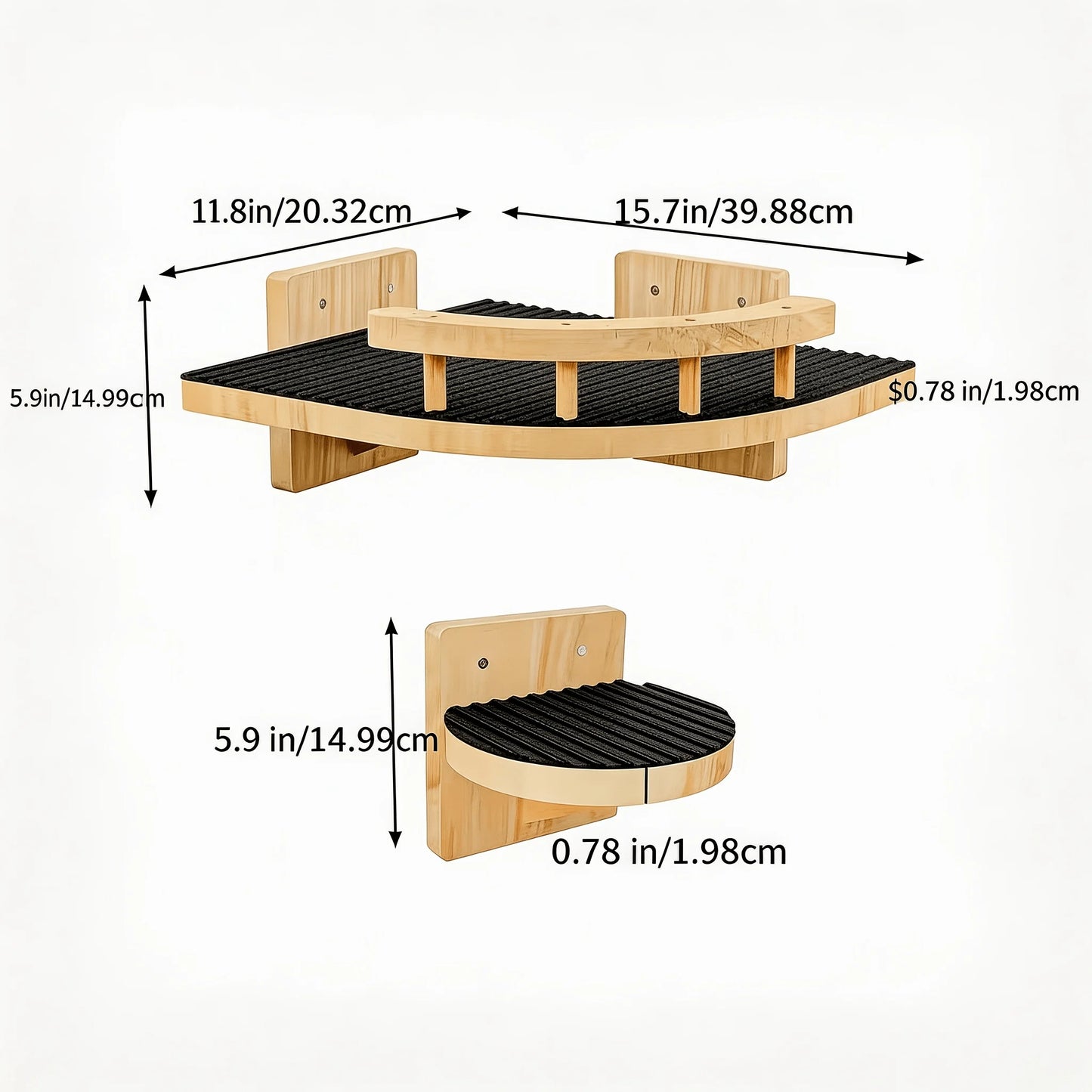 Pine Wood Cat Wall Shelves 4 Pc Set With 3 Step Climbing Ladders Bed Hammock