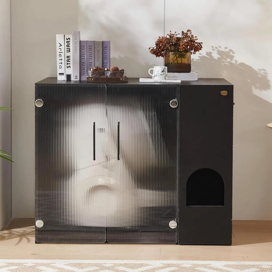 Cat Litter Box Enclosure Dog Proof With Rotating Features Acrylic