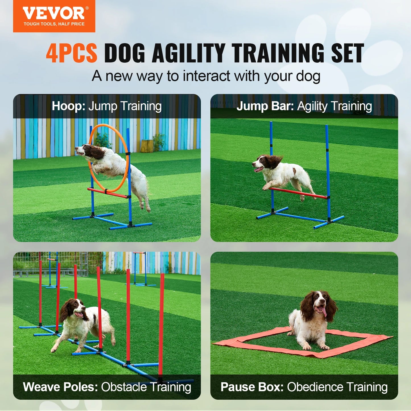 Dog Agility Training Equipment 4 Piece Set With High Hurdles