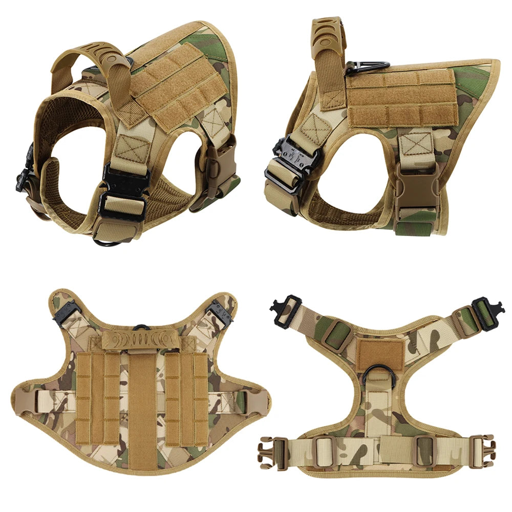PETRAVEL Military Large Malinois Dog Harness Vest Set Patches Leash Kit